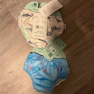 2 new with tags 6 months Green Sprouts Kids Swim Diaper Covers - Blue and Cream